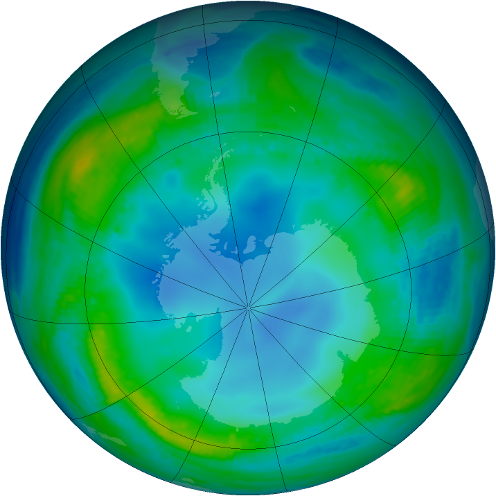 Antarctic ozone map for 22 May 1985